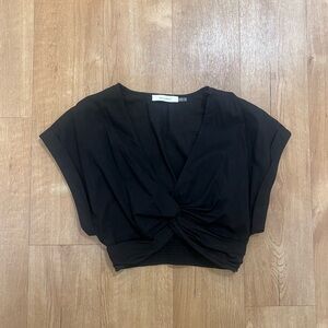 Black Twist-Front Women's Top